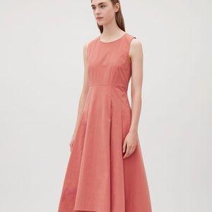 COS Coral Waisted Dress with Pleats